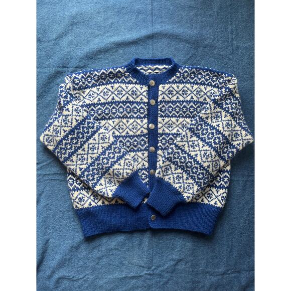 American Vintage Sweaters - Vintage Homemade 100% Wool Nordic Style Sweater Cardigan